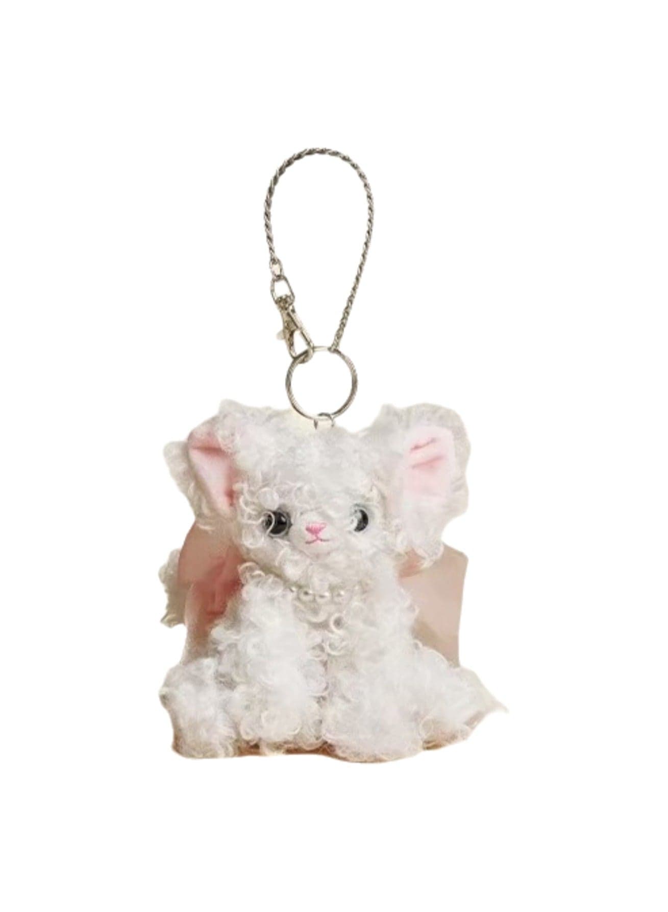 Cute Kitten Plush Keychain, Kitten Gift Pendant, Bag Accessories Decoration (Pure White Sitting Kitten)
