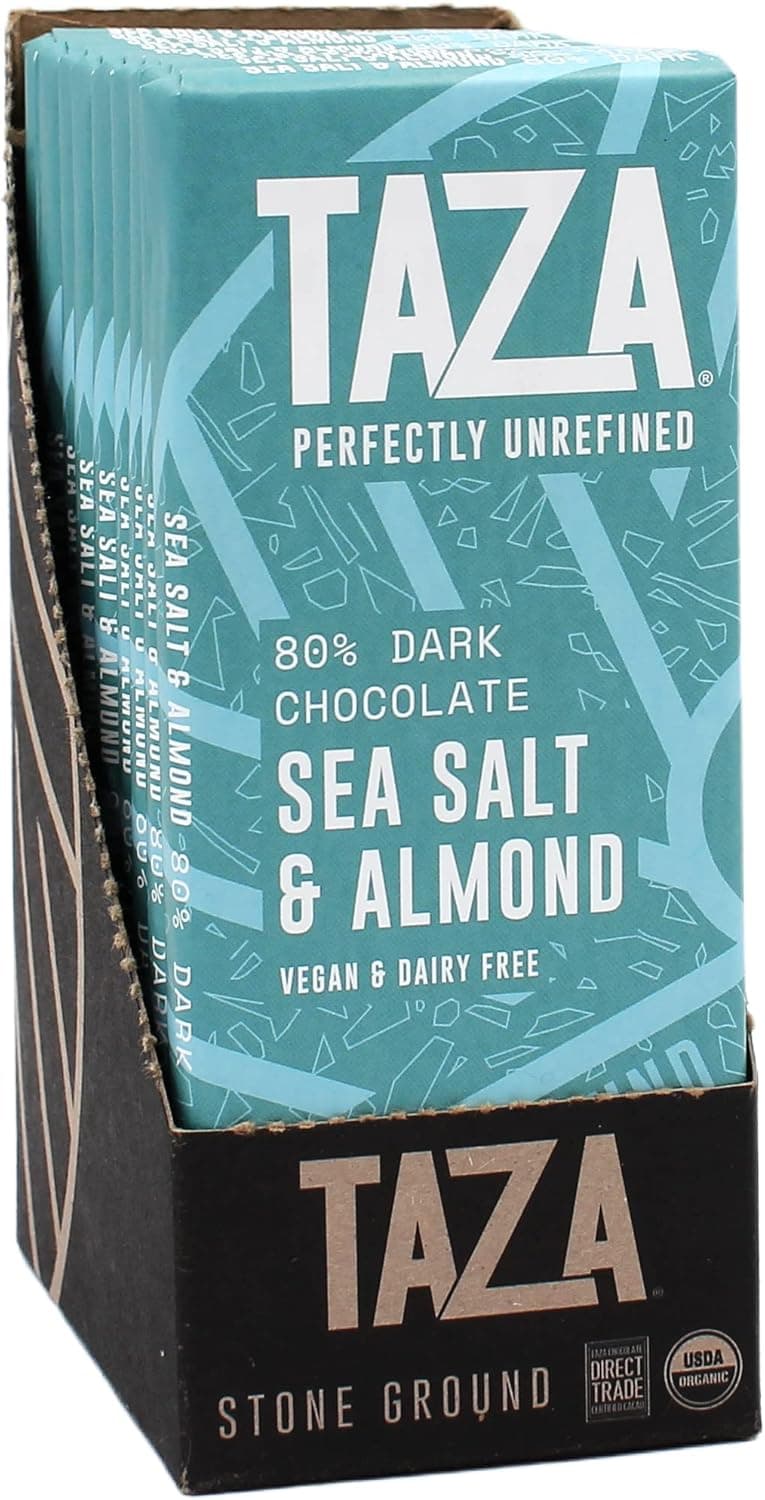 Taza Chocolate Organic 80% Dark Chocolate Bar with Sea Salt & Almond - 2.5 Oz