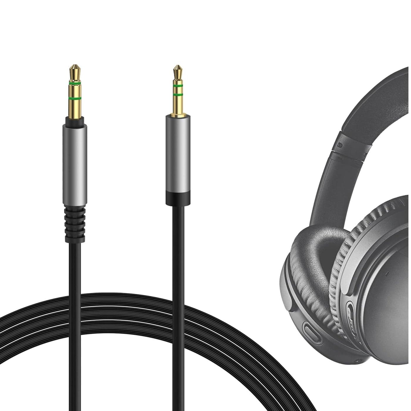 Geekria Audio Cable Compatible with Bose QuietComfort Ultra, QC 45, QC35II, QC35, QC25, 700 Headphones, 3.5mm to 2.5mm Replacement Stereo Cord (4 ft / 1.2 m)