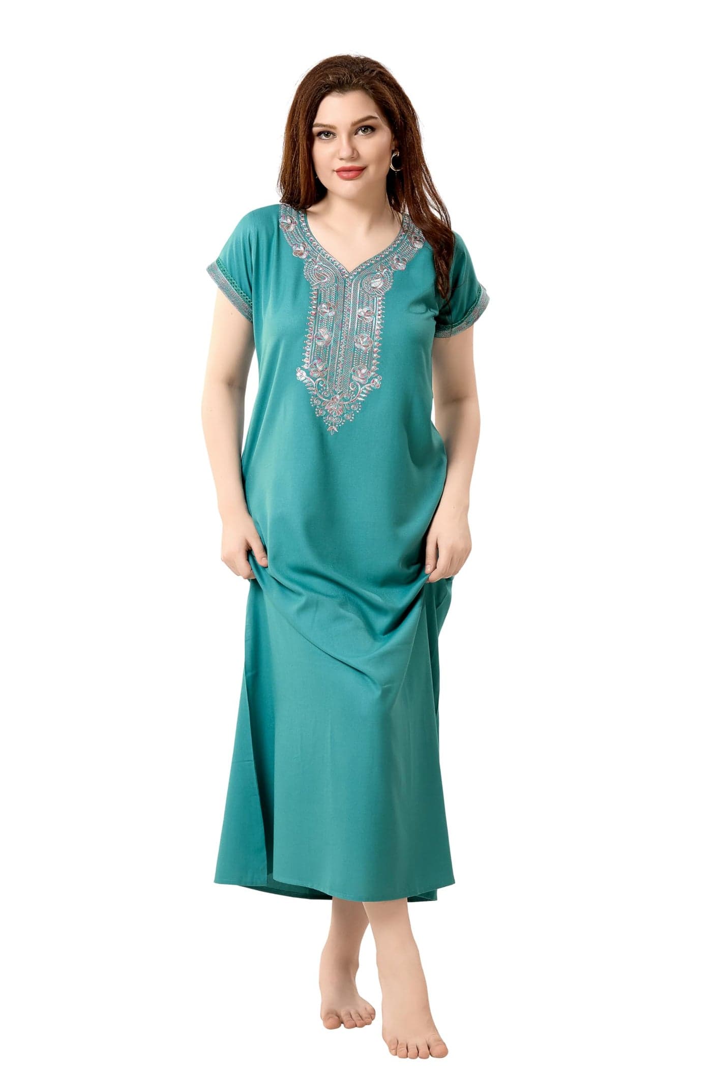 Soulemo Women's Solid Alpine Nighty (L - Bust - 44 - Persian Green 01) 1748BL