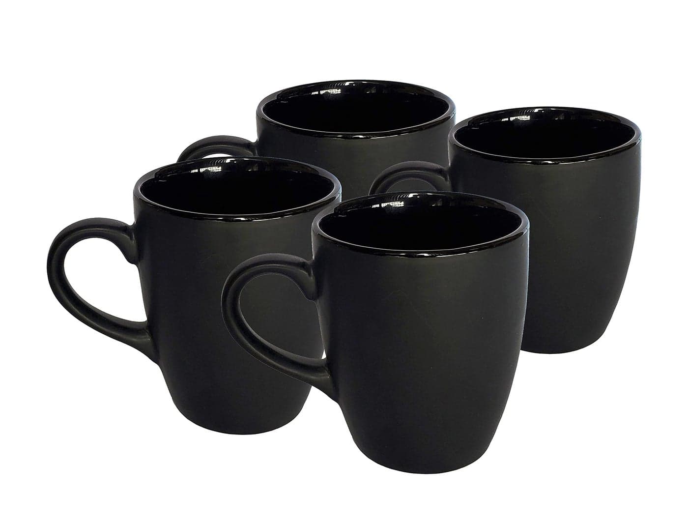 Pure Source India Ceramic Coffee/Milk Mug, 4 Pieces, Black, 250 Ml