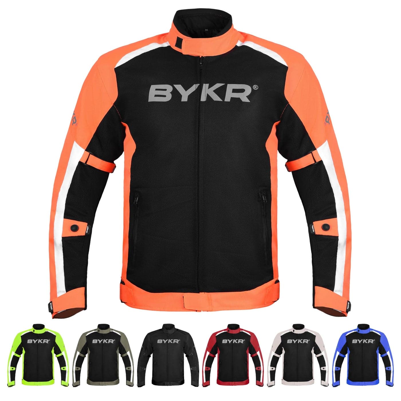 BYKR Mesh Motorcycle Jacket For Men Dual Sports Adventure Breathable Air Racing Bikers Riding Powersports Protective Motorbike Jackets Enduro CE Armored Red Medium