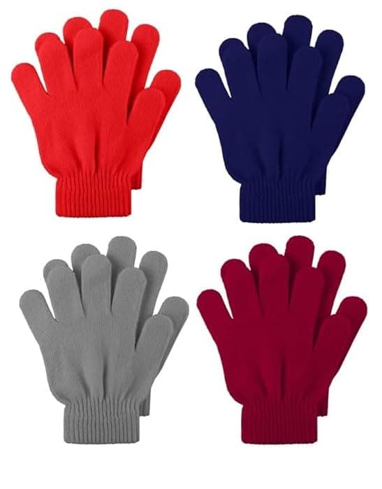 KETKAR 4 Pairs Kid's Winter Warm Magic Gloves Children Stretchy Full Finger Knitted Boys Girls Student, 2-3 Years Old, Multicoloured