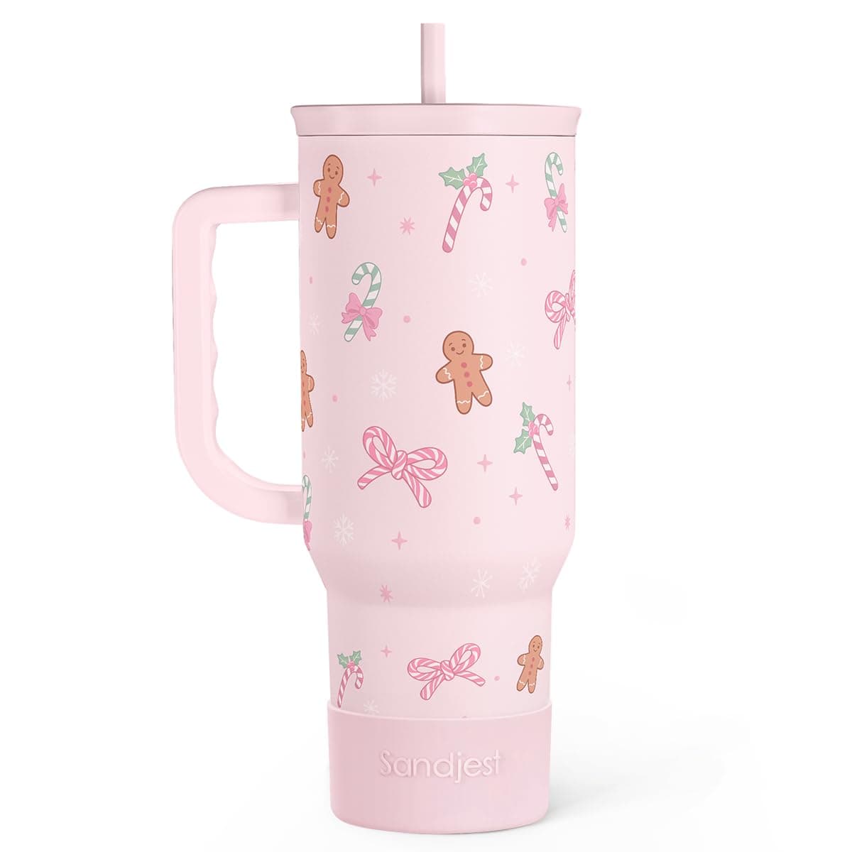 Christmas Theme 40oz Slider Tumbler with Handle and Straw Insulated Stainless Steel Travel Coffee Mug for Women Girls Gift for Birthday Xmas