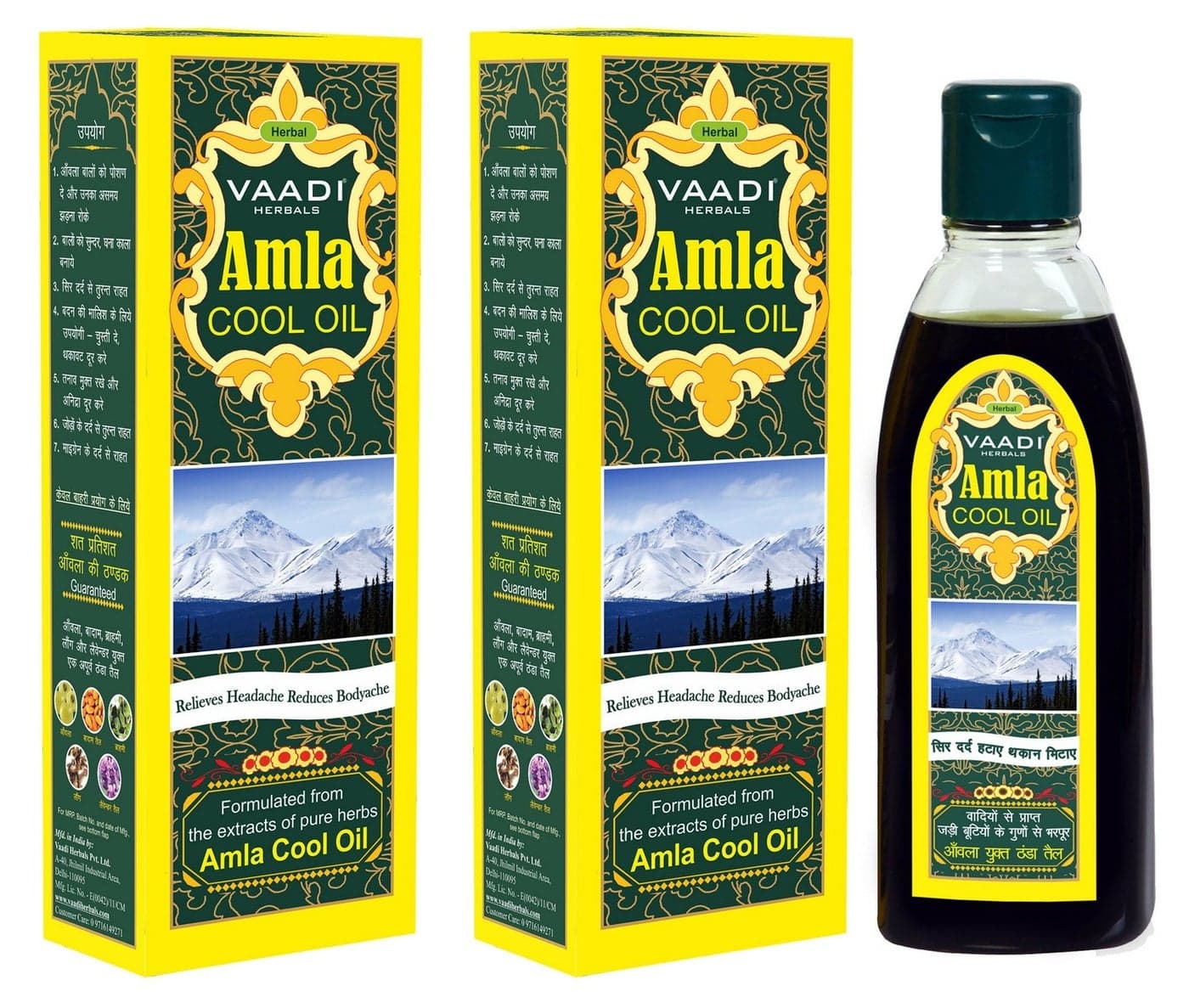 Vaadi Herbals Value Pack of Amla Cool Oil with Brahmi and Amla Extract 200ml x 2