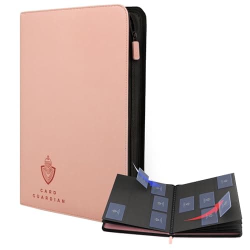 Card Guardian - 9 Pocket Premium Binder with Zipper for 360 Cards Trading Card Games TCG (Pink) - Side Loaded Pockets - Compatible with Yugioh Cards MTG Binder Sports Card Binder
