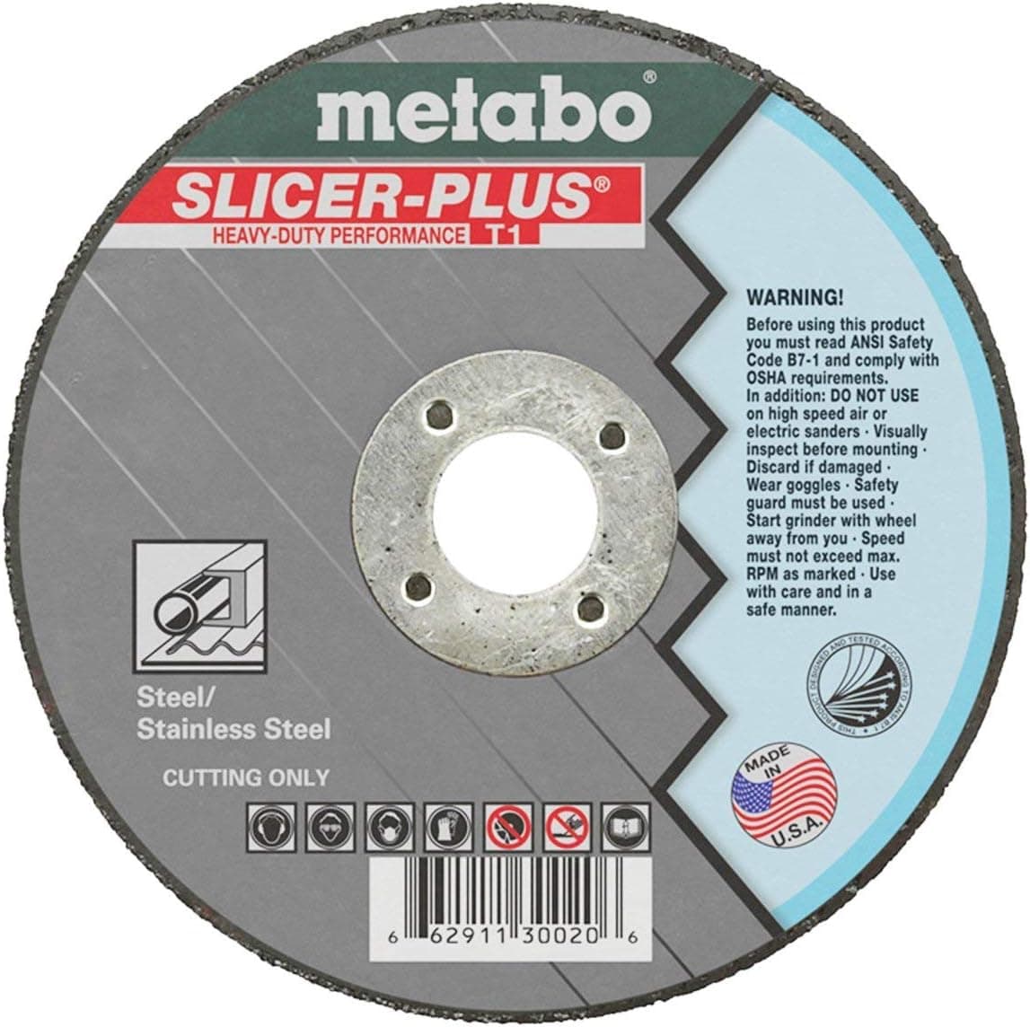 Metabo 412inch Slicer Plus Wheel Type 27 45 x 0045 x 78 A60TX Zirconia Alumina Super Performance Improved Performance in Steel Stainless Steel 655351000