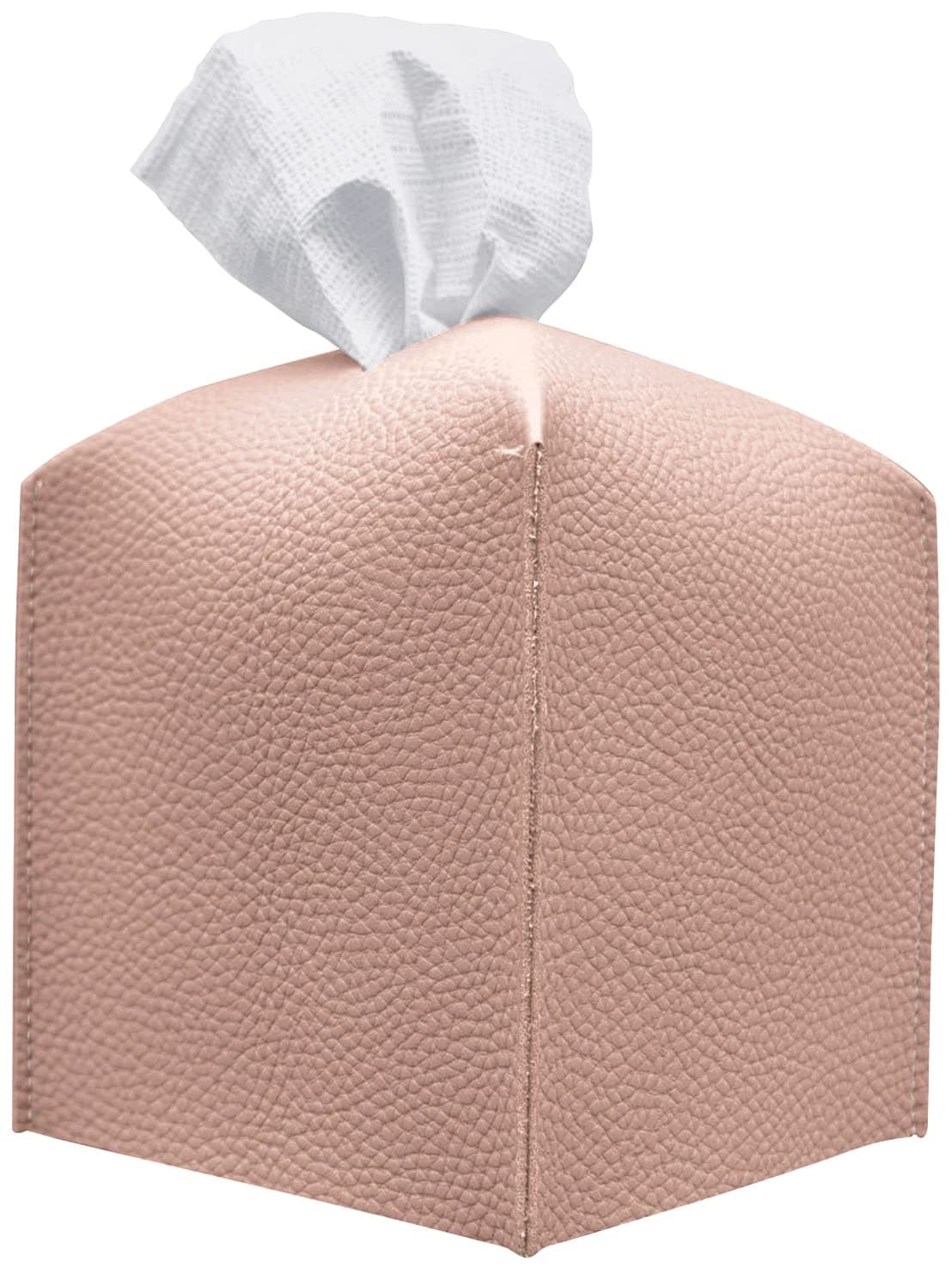 Carrotez Tissue Box Cover Refined Modern PU Leather Square Tissue Box Holder Decorative HolderOrganizer for Bathroom Vanity Countertop Night Stands Office Desk Car 5X5X5 Rose Pink