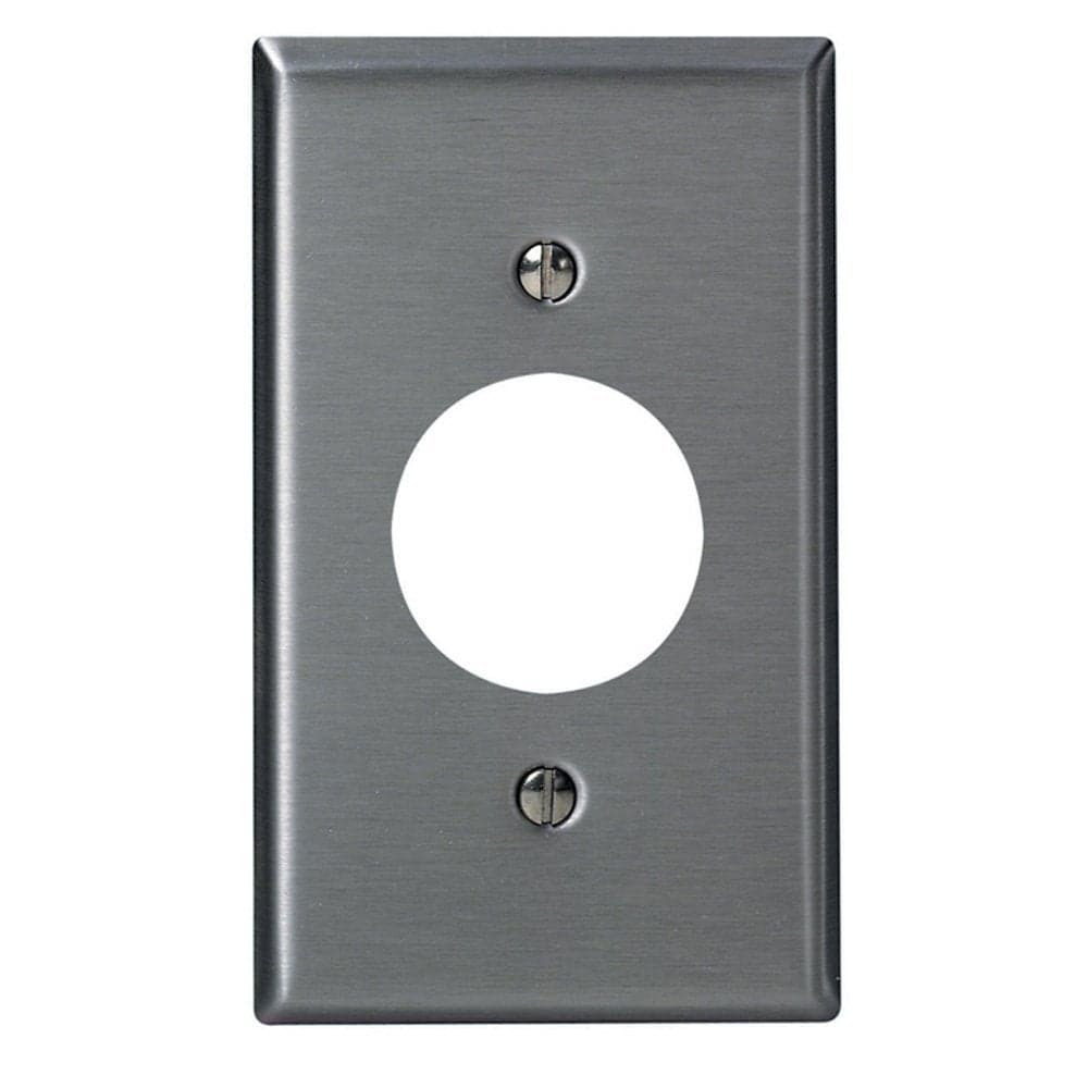 Leviton 1Gang Single 1406Inch Hole Device Receptacle Wallplate Standard Size Device Mount Stainless Steel 8400440