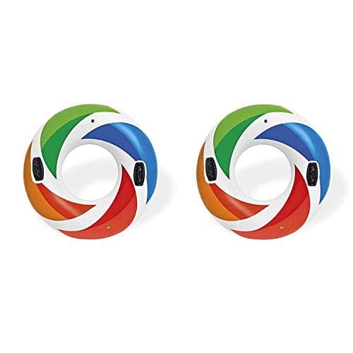 Intex Inflatable Color Whirl Floating Tube Raft w/Handles (Set of 2) 48in 58202EP