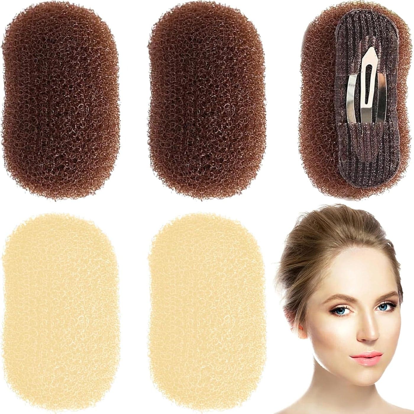 4 Pcs Bump It Up Volume Hair Base White Brown Hair Padding Beige Charming Hair Pad Accessories for Women Girls DIY