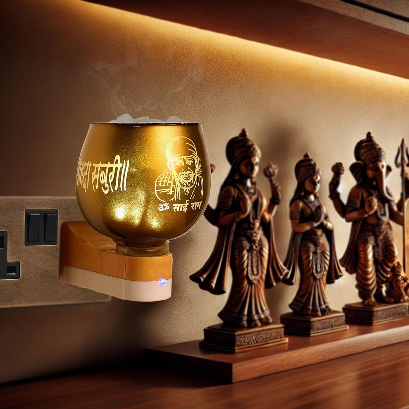 Cycle Pure Multipurpose Camphor Electric Diffuser Sai Baba with Free Camphor Tablets Electric Aroma Diffuser for Home Ceramic Kapoor Dani with OnOff Switch Night Lamp for Bedroom Child Safe