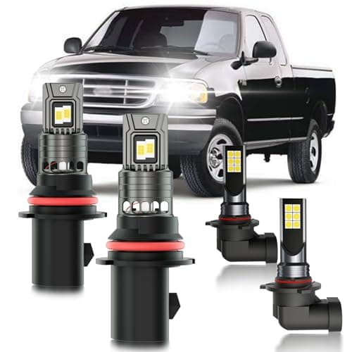 HUOKEDS Fits for 19932003 Ford F150 Fog Lights Bulbs Combo 4pcs Super Bright White Dual Beam and Fog Lights Blubs Package 11 Size as Stock Bulbs Plug and Play