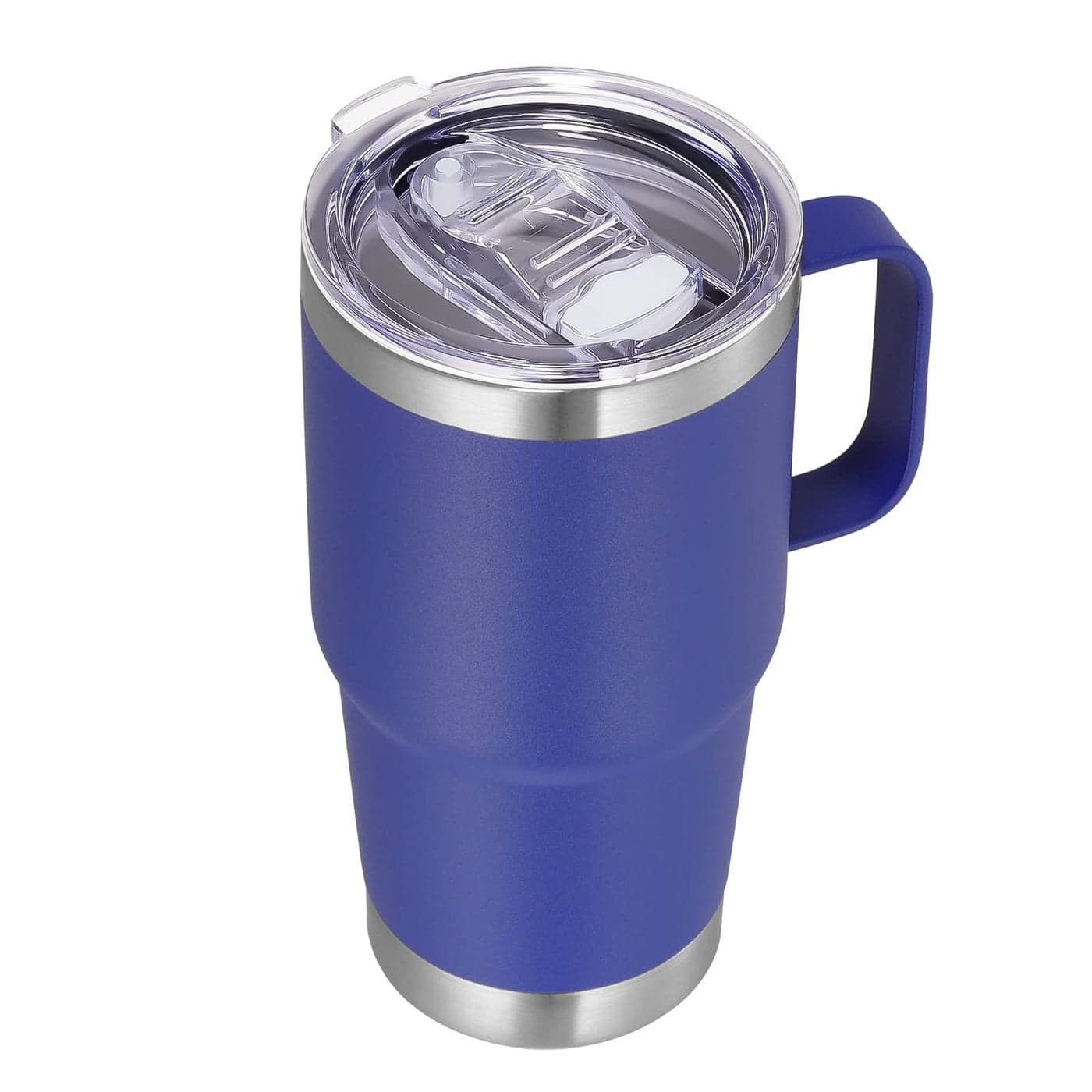 VEGOND 20 oz Tumbler Bulk with Handle Lid and Straw Stainless Steel Insulated Travel Coffee Mug Set Spill Proof Double Wall Metal Tumblers Cups Royal Blue 6 Pack
