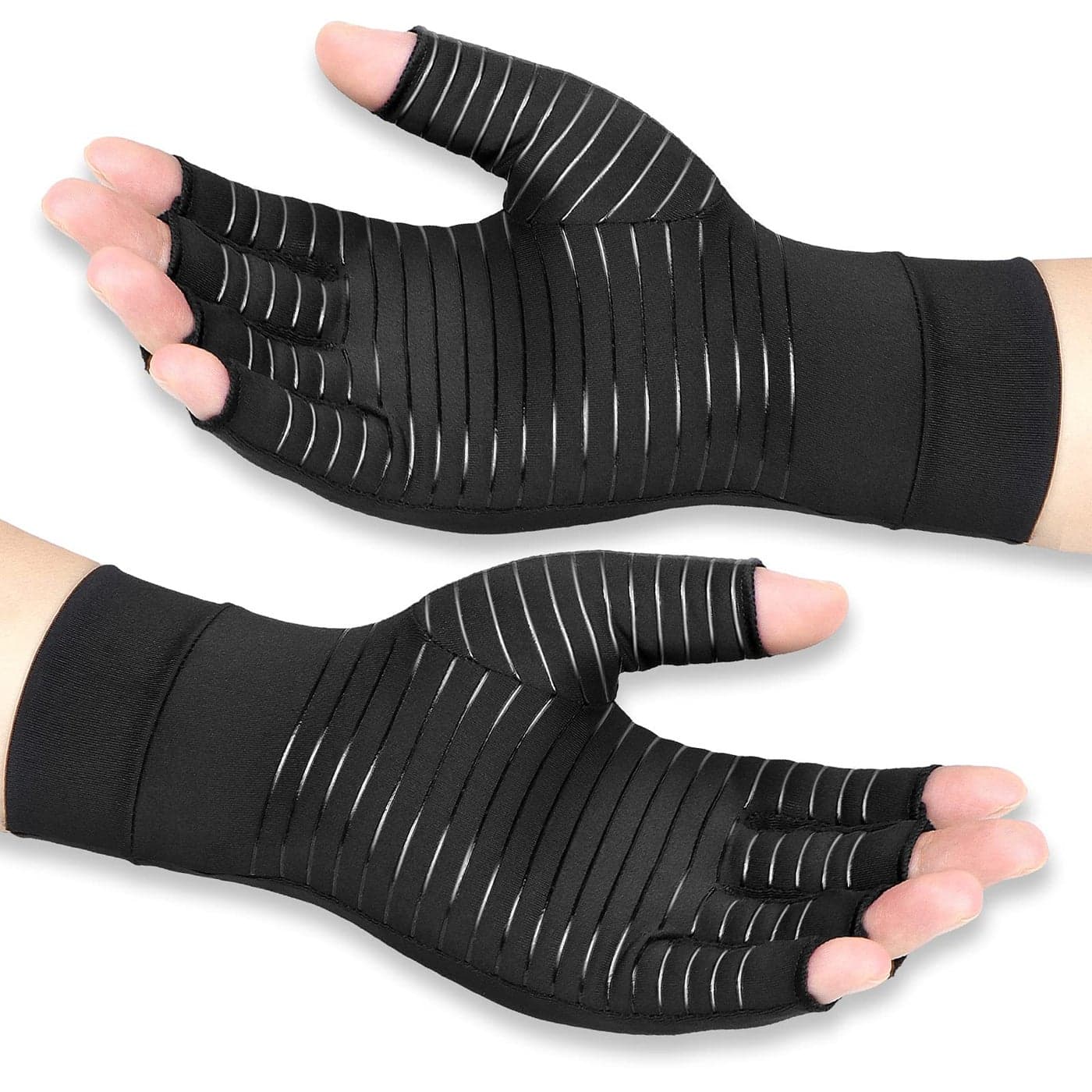 Vlela Copper Arthritis Compression Gloves Women Men Relieve Hand Pain Swelling and Carpal Tunnel Fingerless for Typing Support for Joints XLarge