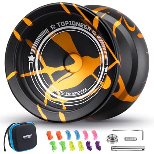 MAGICYOYO V12 Responsive Yoyo for Kids & Beginner, Unresponsive Yo yo for Adults, Professional Yoyo for Finger Spin Trick with 12 Yoyo Strings & Yo-Yo Accessory Kit (Black Gold Splash