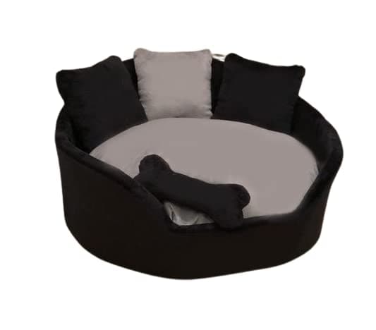 Cutepups Polyester (Small Size Round Shape Dog Bed for Labrador,German Shepherds,Golden Retrievers,Dachshund,Beagles,Pug,Pomeranians,Rottweilers (Black/Grey Color)