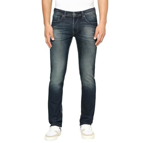 Pepe Jeans Men's Slim Mid Rise Jeans (Pm206829Q03_Dark Used_30), Dark Blue
