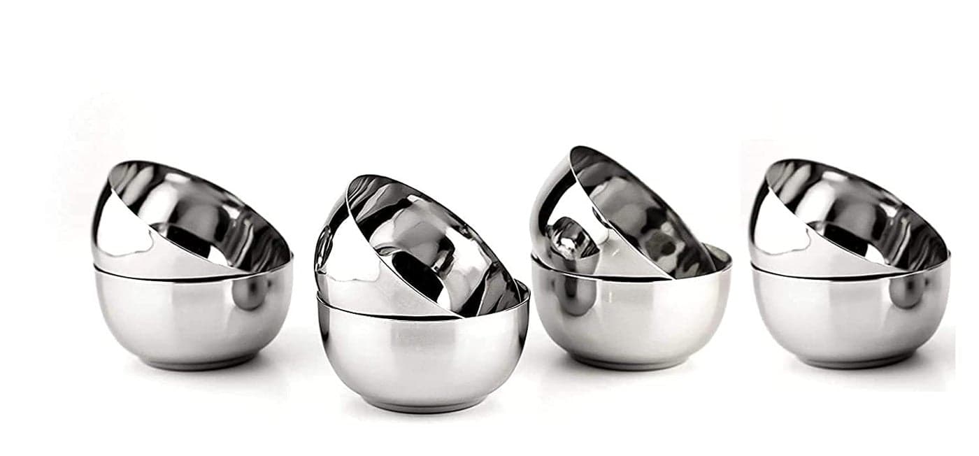 Ajay's Shoppe Stainless Steel Heavy Gauge Small Katori/Chatni Bowl- 60 ML (8 PCS)