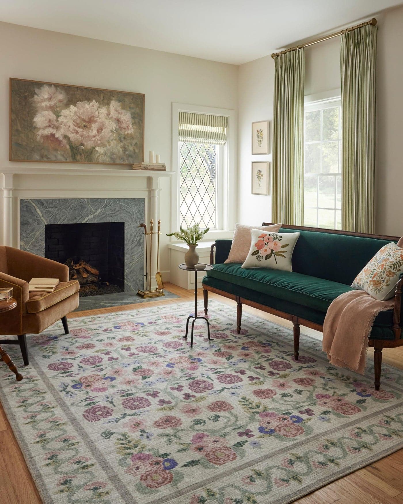 Loloi Rifle Paper Co Rosa Collection RSA01 Ivory 50 x 76 Area Rug