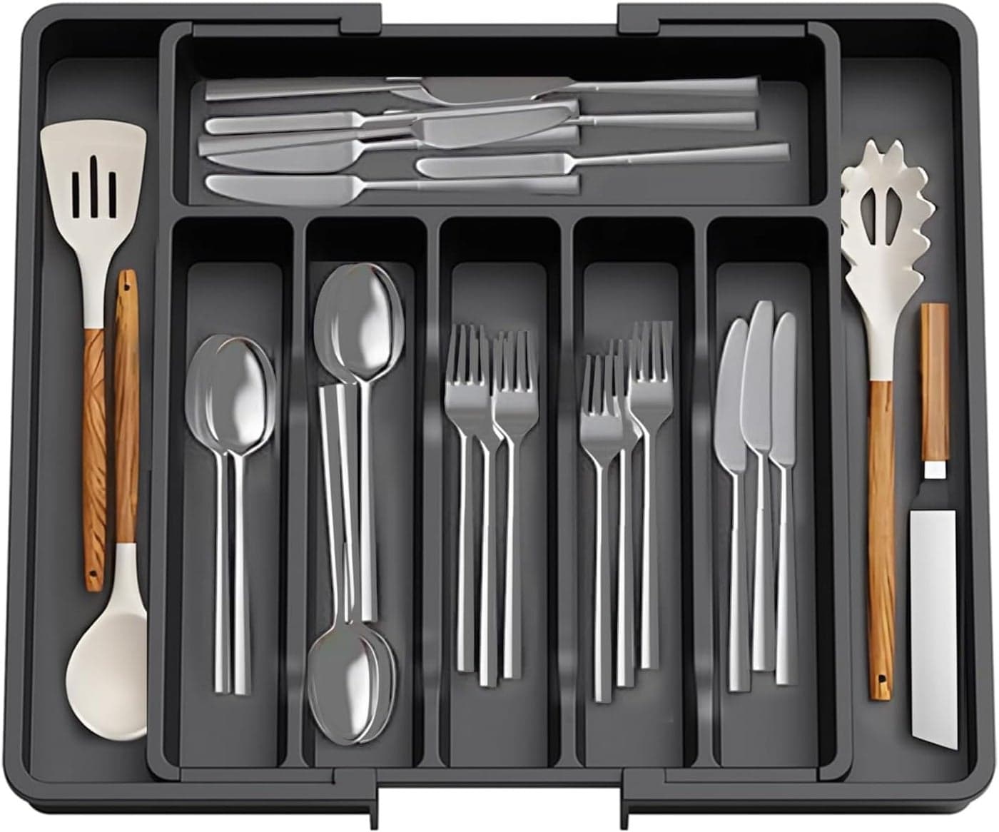 EARTHCONE Kitchen Drawer Organizer Utensil Holder and Cutlery Tray with Dividers for Kitchen Utensils Storage and Flatware 1Pcs