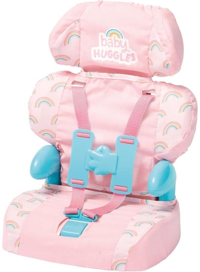 Casdon Baby Huggles Toys - Pink Booster Seat - Car Seat For Dolls with Adjustable Headrest & Buckles - Fits Dolls Sizes Up to 14" - Suitable for Preschool Toys - Playset for Children Aged 3+