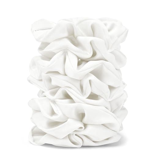 Satin Scrunchies for Women 8PCS White Silk Hair Ties No Crease FrizzFree Gentle Elastic Hair Bands for Thick Thin Hair Soft Stylish Hair Accessories Gifts