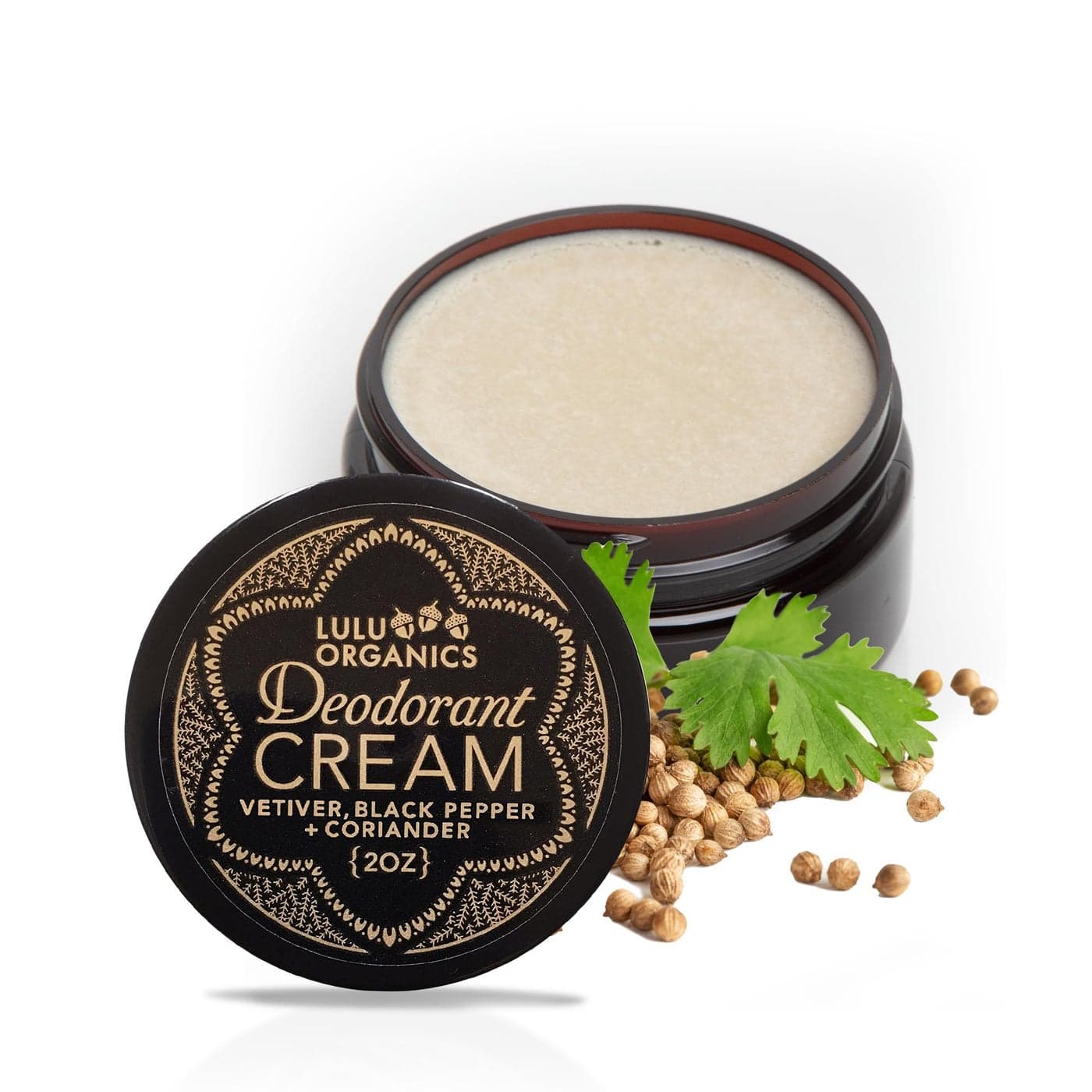 Lulu Organics Natural Deodorant Cream Aluminum Cruelty Free Long Lasting Odor Vegan Formula Gentle on Women and Men Sensitive Skin Non Toxic and EcoFriendly Vetiver and Black Pepper 2oz