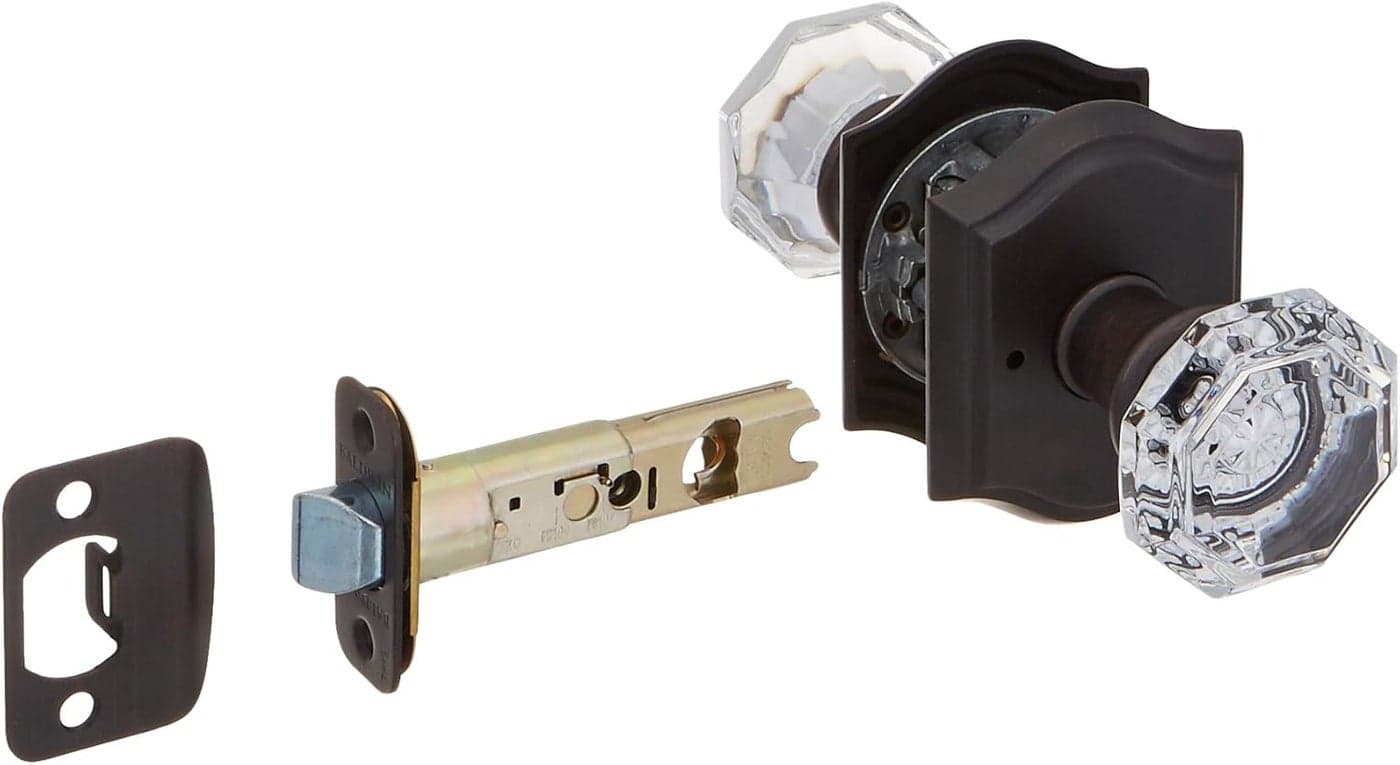 Baldwin PVCRYTar Crystal Privacy Door Knob Set with Traditional Arch Trim from Venetian Bronze