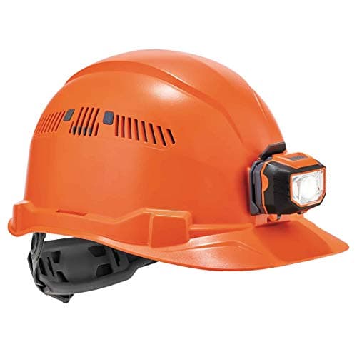 Vented Hard Hat with Light, Cap Style, Ratchet Suspension, Class C, Ergodyne Skullerz 8972LED Orange
