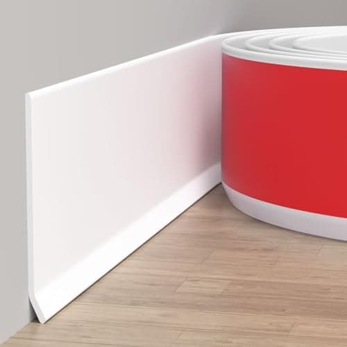 Duzzy Flexible Baseboard Molding Trim, 6 Inch(W) x 40 Feet(L) Peel and Stick Rubber Wall Trim Molding, Self-Adhesive Vinyl Wall Base Cove Base