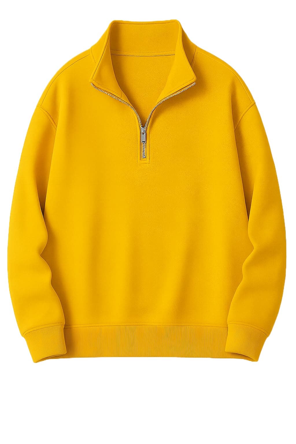 Mack Jonney Men’s Fleece Half-Zip Yellow Color High Neck Sweatshirt | Warm & Stylish Winter Wear -M4621