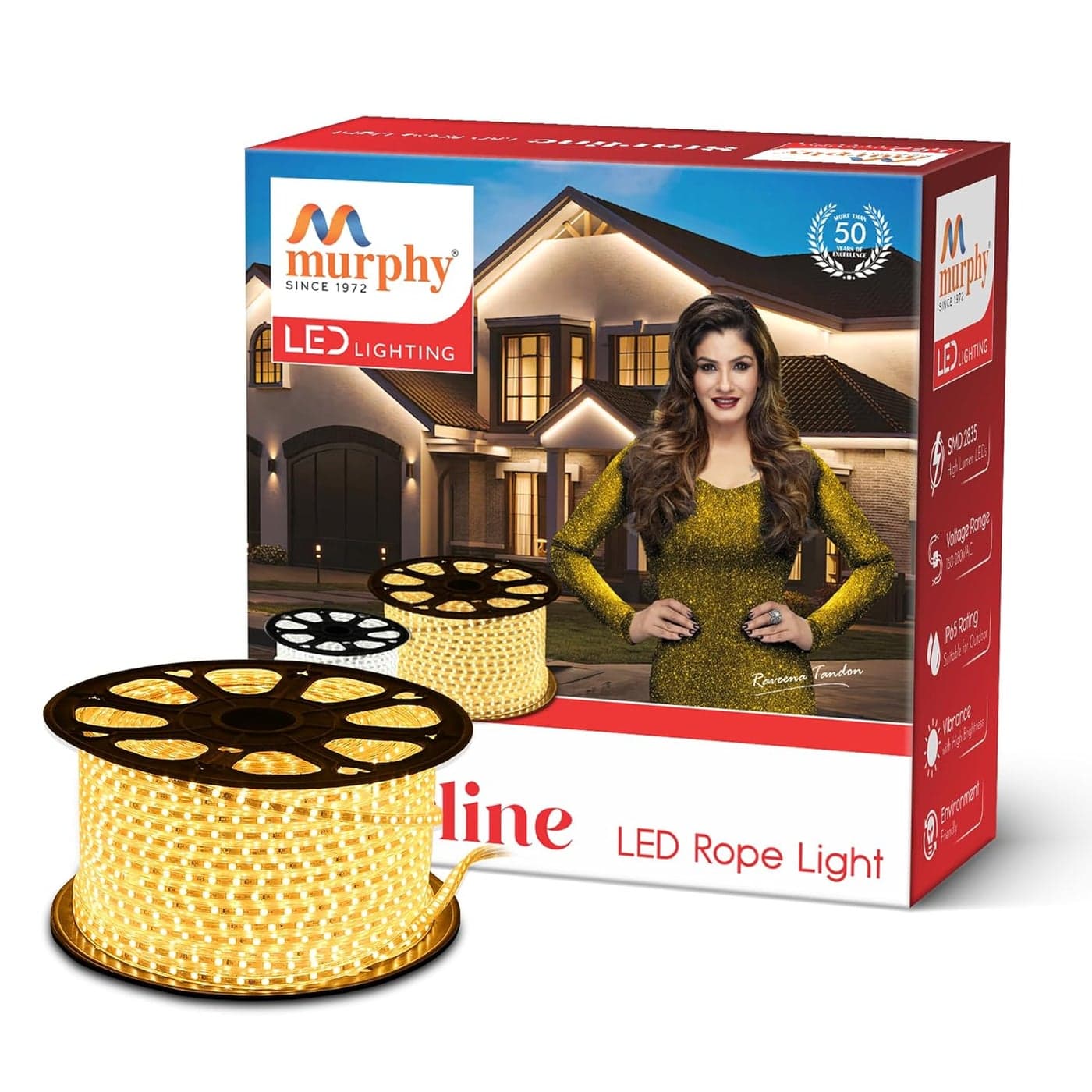 Murphy 2835120 Led High Lumen Waterproof Indoor Outdoor Home DeorativeDiwali LightsRope Pipe LightCove Light 120 LedMtr Warm White50 meters