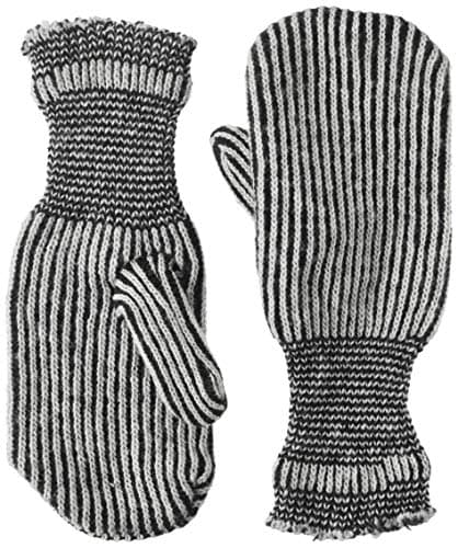 MidWest Gloves & Gear Warm Wool Mitten Liner Glove, 70, Size: Large, Black/White