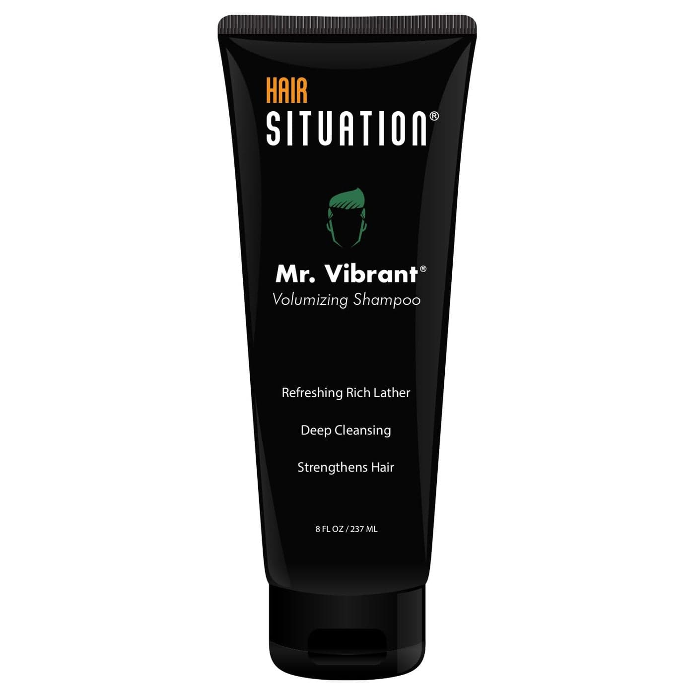 Hair Situation Mr. Vibrant Volumizing Daily Men's Shampoo for Fuller, Stronger, and Thicker-Looking Hair, Fighting Hair Loss, Thin and Receding Hair Line with Biotin and DHT Blocker Treatment 8 FL Oz