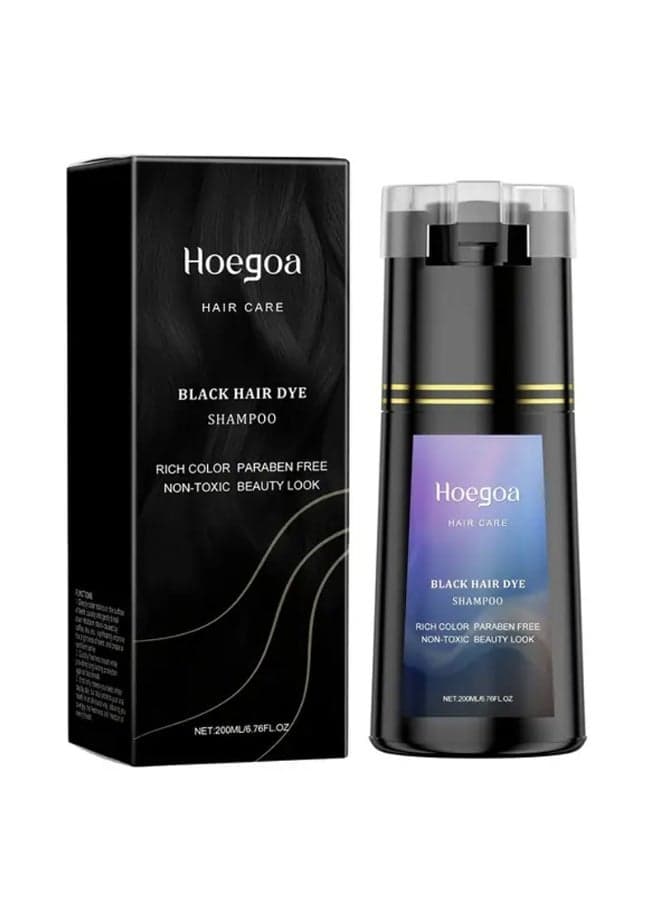 200ml/6.76fl.oz Dye Shampoo,Nova Hair Instant Dye Shampoo, Hair Dye Shampoo 3in 1, for Men & Women (Black), Eniched Sesame & Ginseng Extract & Saponaria Officinalis & Polygonum & Ganoderma Lucidum