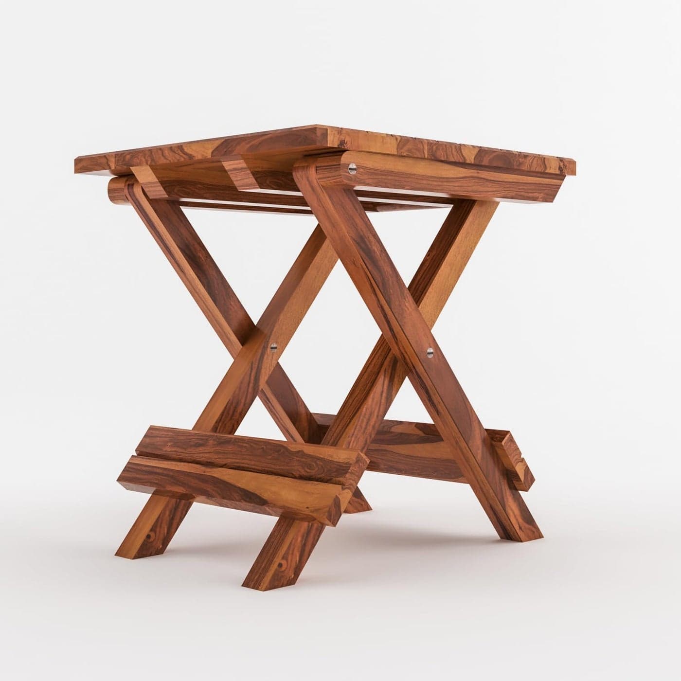 PANKAJ WOODEN ART Handmade Sheesham Wood Folding Square Shape Stool Chair for Bedroom Living Room Hall Home Office for Garden Outdoor Chair 15 x 16 x 17 Inch Brown Color