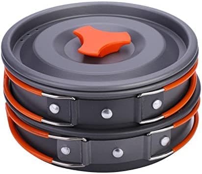 NILKANTH® Camping Cookware Outdoor Mess Kit Aluminum Lightweight Folding Camping Pot Backpacking Cooking Set Picnic Pots and Pans (Orange)