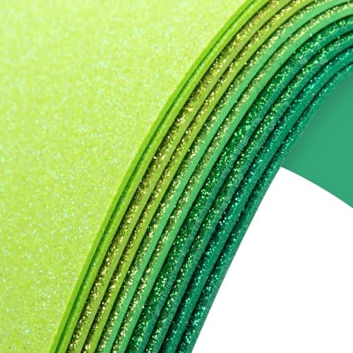 10 Pack Glitter Foam Sheets Craft 8 x 11 inch 5 Colors Sparkles Foam Paper for Art Crafts Projects Classrooms Scrapbook Gift DIY Cutters Card Party Decoration Green