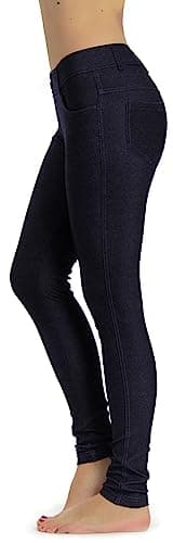 Prolific Health Women's Jean Look Jeggings Tights Yoga Many Colors Spandex Leggings Pants S-XXL (Large, Navy Blue)