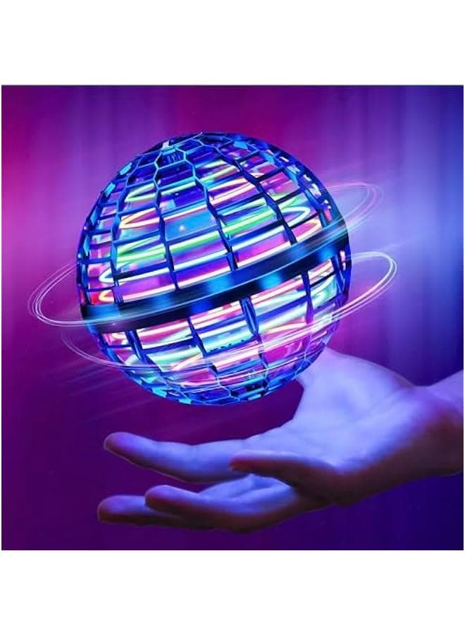 Mini Drone Flying Orb Ball Toy, 360° Rotating Hand Controlled Flying Globe, Boomerang Fly Spinners for Kids & Adults, Indoor/Outdoor Gift, Magic Toy (Blue) - Bestselling Smart Toy,