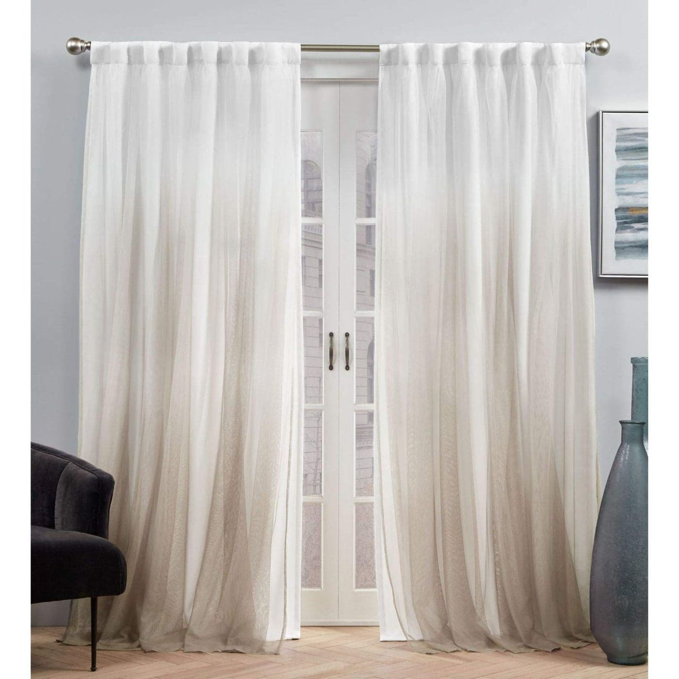Exclusive Home Curtains EH846202284H Crescendo Lined Blackout Hidden Tab Top Curtain Panel Pair 52x84 Champagne