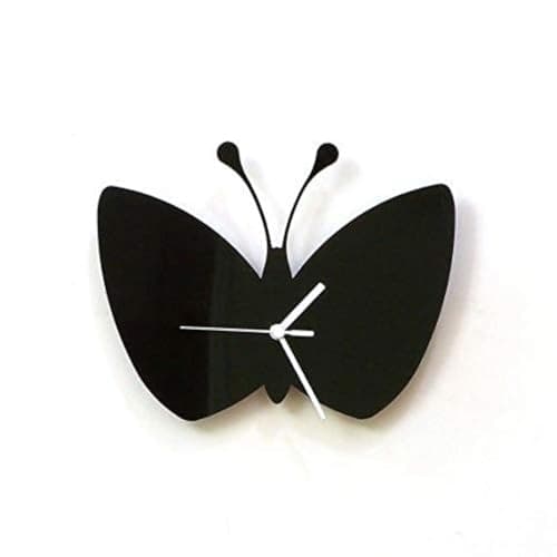 LASAANI Butterfly ACP Waterproof Wall Clock for Living Room | Clock for Bedroom | Clock for Gift (Glossy Black), ROMAN0087