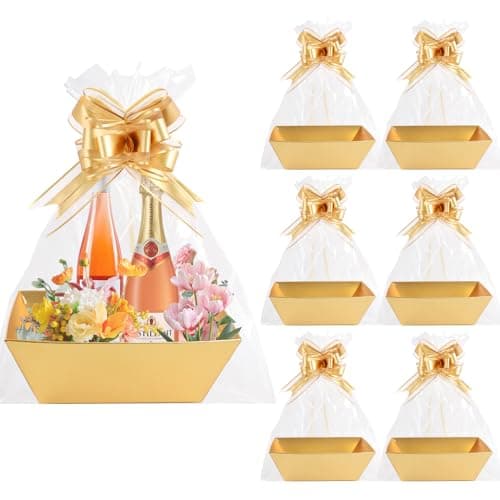 Orchidleaf Basket for Gifts Empty Gold Empty for Basket Empty to Fill Gifts Bulk DIY Empty Gift Suitable for Mothers Day Christmas Wedding Birthday Party 6
