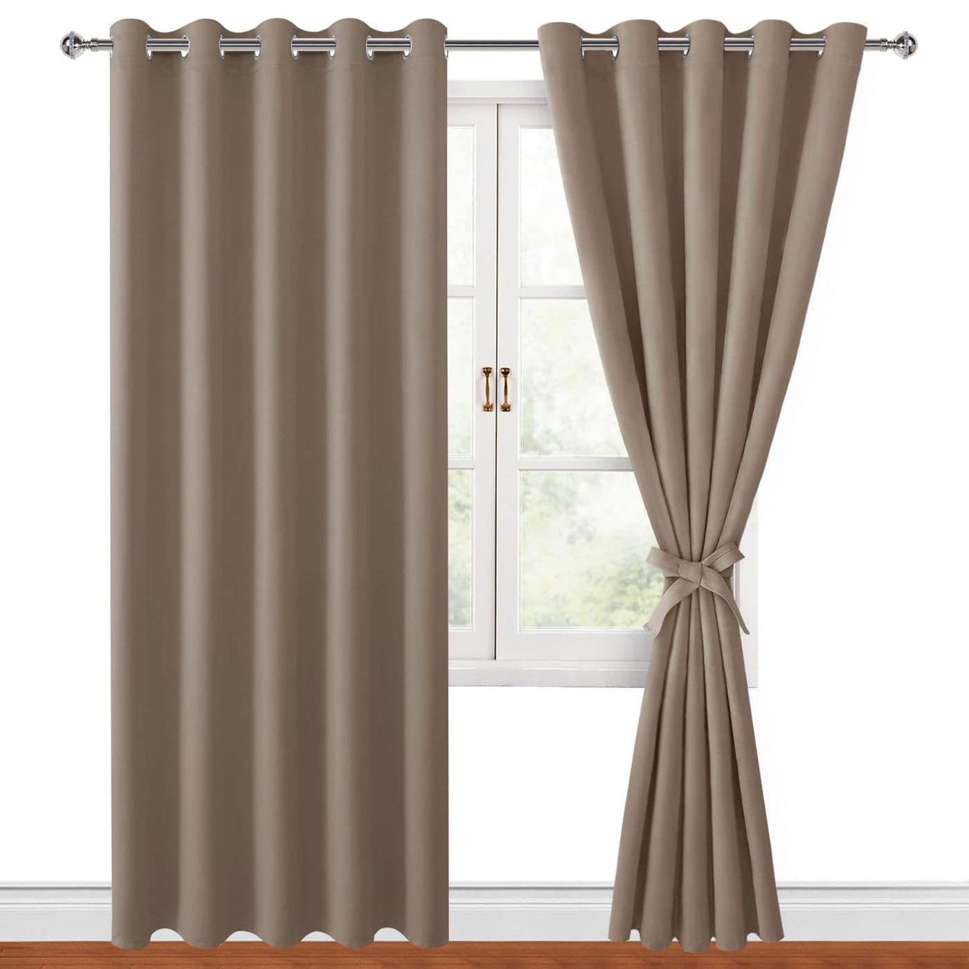 Hiasan Blackout Curtains for Bedroom 60 x 84 Inches Long Thermal Insulated Light Blocking Window Curtains for Living RoomKids Room 2 Drape Panels Sewn with Tiebacks Camel