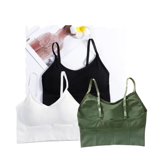 Acnos Black White Green Women Cotton Padded Wire Free Sports Bra Fitness Yoga Gymwear Fashionable Lifestyle Outdoor Life Free Size Pack of 3