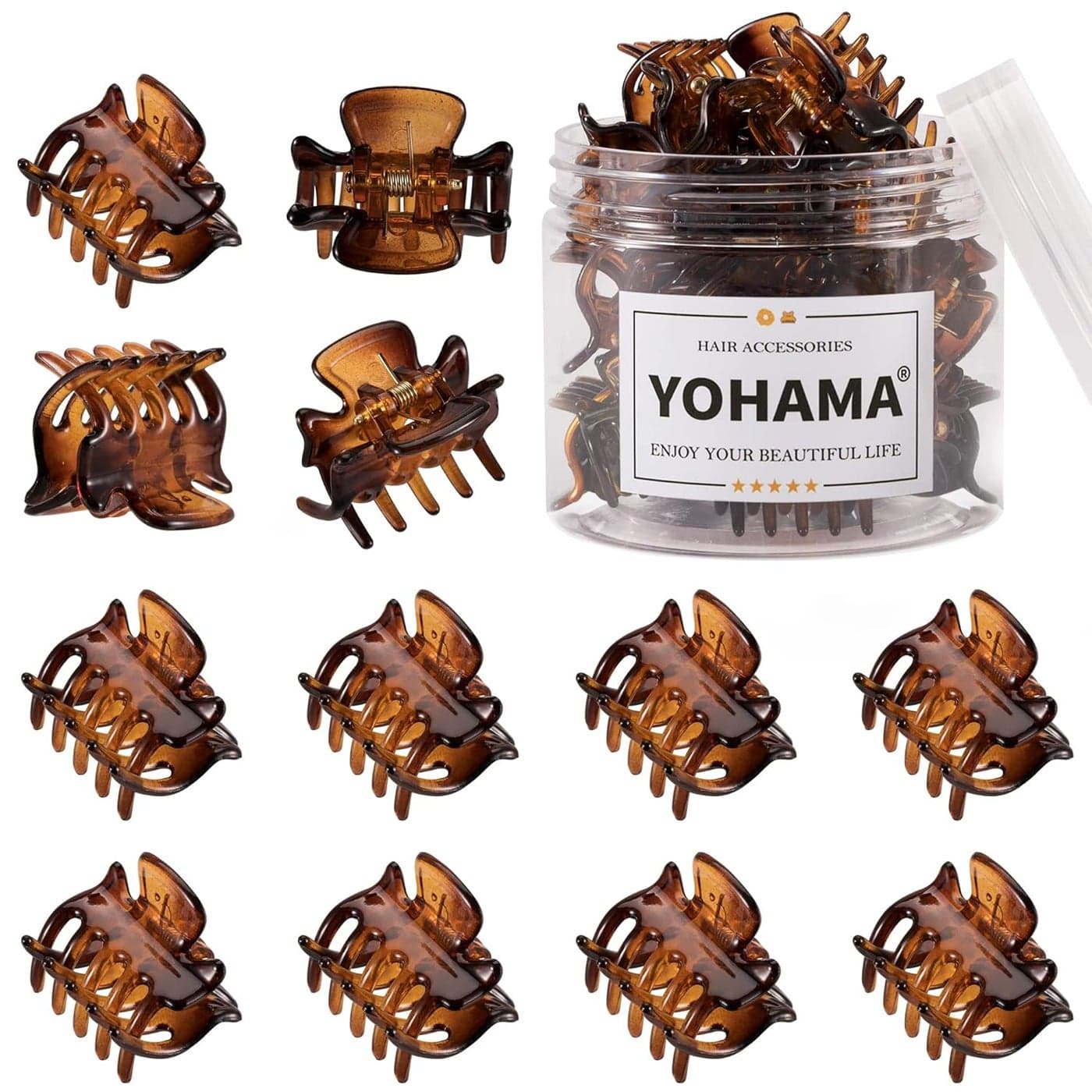 YOHAMA 12 pcs Small Hair Claw Clips Brown Durable Mini Jaw Clip Claw for Kids and Adult Multifunction Nonslip Hair Clips 1 inch Fixed Bangs Decoration Hairstyle