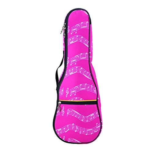 Ukulele Soprano Bag,Ukulele Case 21" Waterproof Oxford Musical Note Case Single Shoulder Backpack with Adjustable Straps (Pink)