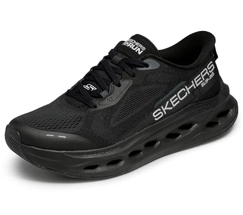 Skechers Men's Max Cushioning Glide Step Advert Hands Free Slip-Ins Sneaker, Black/Black, 12