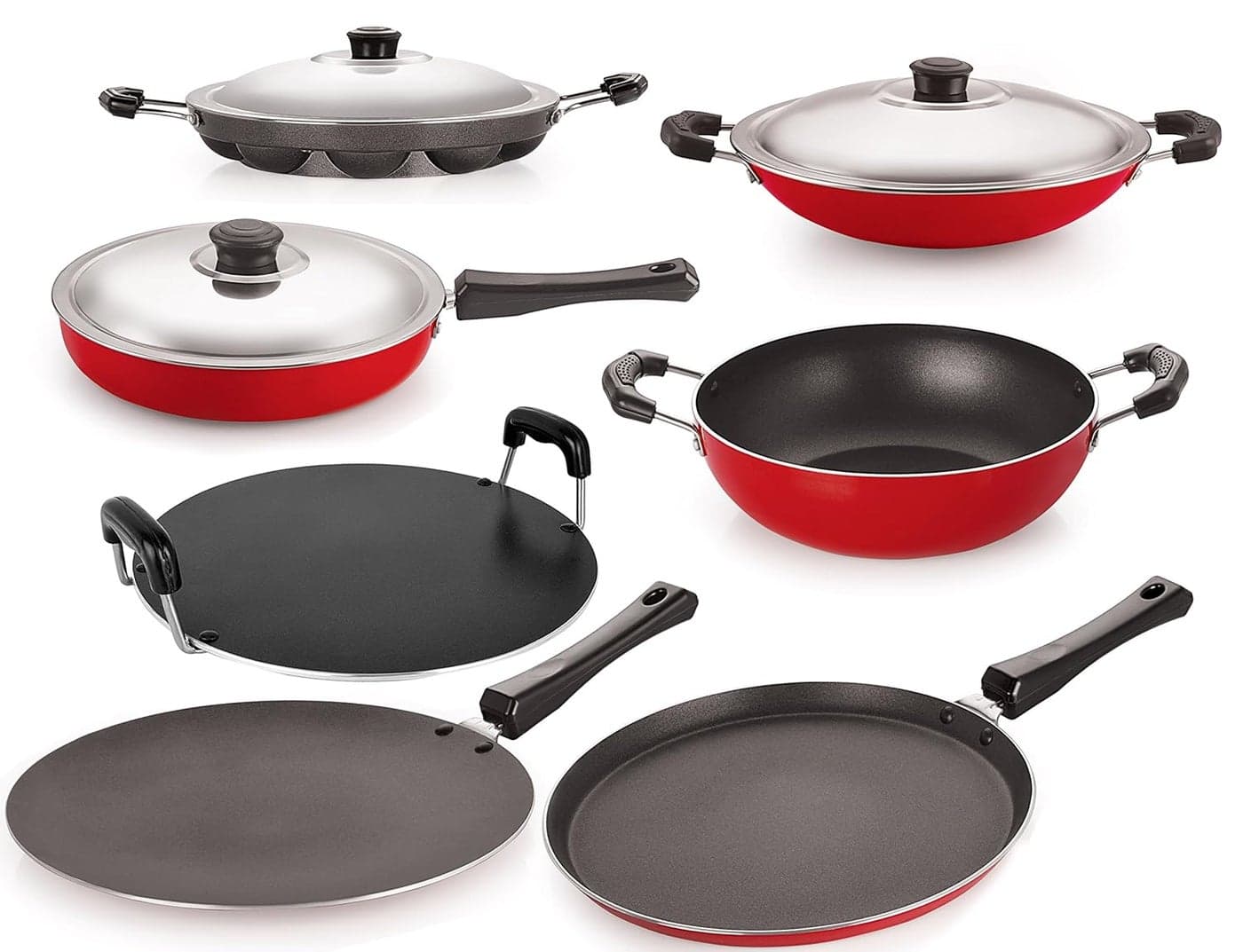 Nirlon Non-Stick Coated Heat Resistance Pfoa Free Aluminium Kitchenware Combo Set Offer